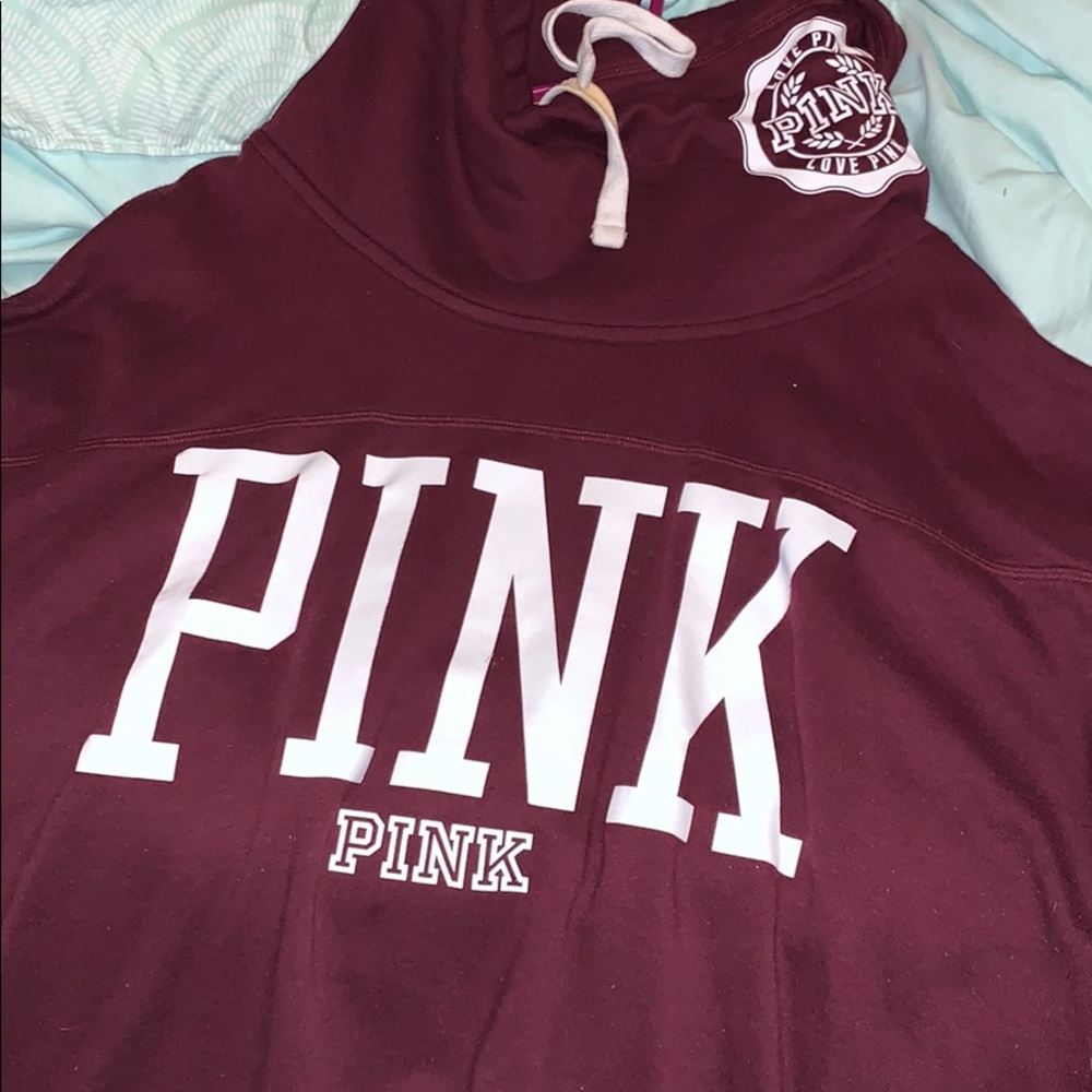 PINK sweater with oversized neck armor